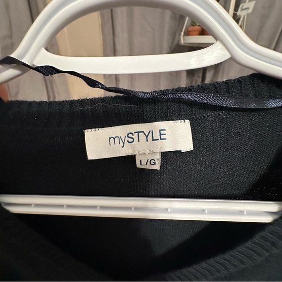 Navy Blue V Neck Sweater • mySTYLE • Large - Picture 3 of 3